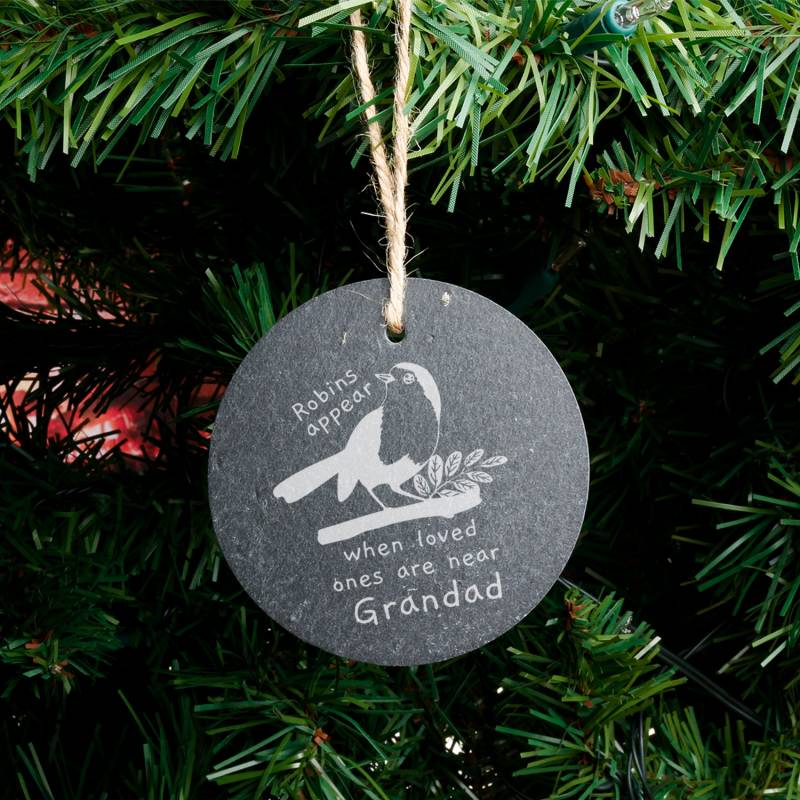 Robins Appear When Loved Ones Are Near - Personalised Round Slate Hanging Decoration