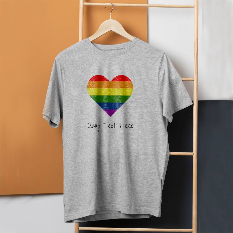 Any Text Rainbow Heart - Personalised T-Shirt