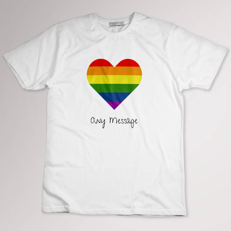 Any Text Rainbow Heart - Personalised T-Shirt