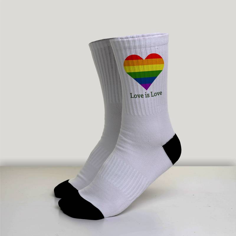 Any Message Rainbow Heart - Personalised Socks