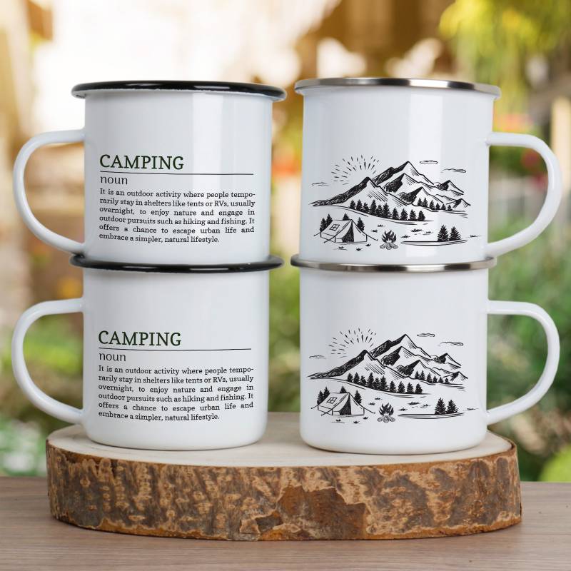 Camping Meaning and Any Name - Personalised Enamel Mug