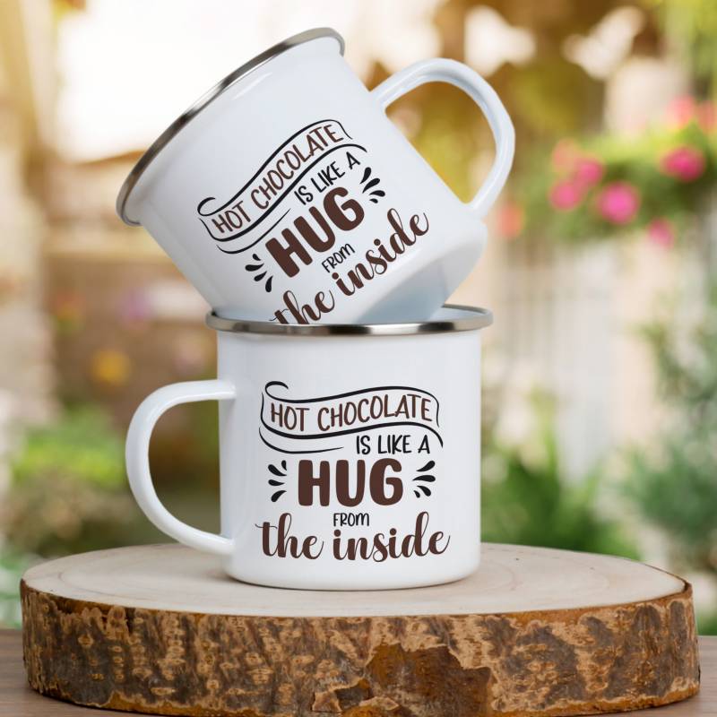 Hot Chocolate is like a Hug from the Inside - Personalised Enamel Mug