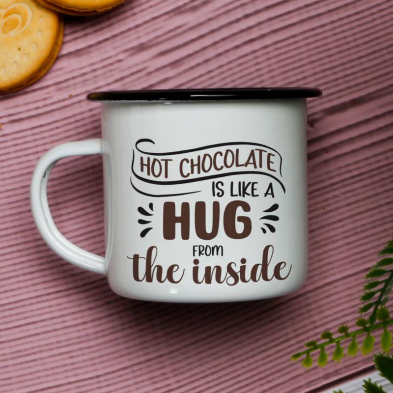 Hot Chocolate is like a Hug from the Inside - Personalised Enamel Mug