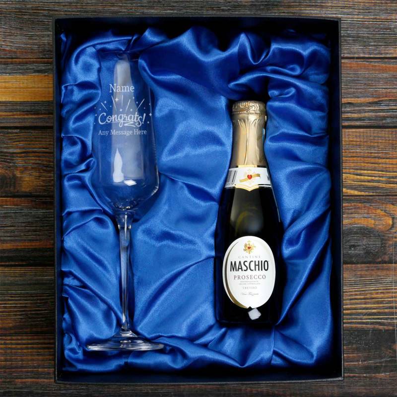 Any Name, Congrats - Personalised Crystal Flute with Snipe Bottle in Gift Box