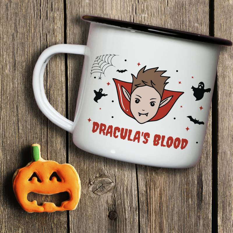 Name's Halloween Mug, Dracula's Blood - Personalised Enamel Mug