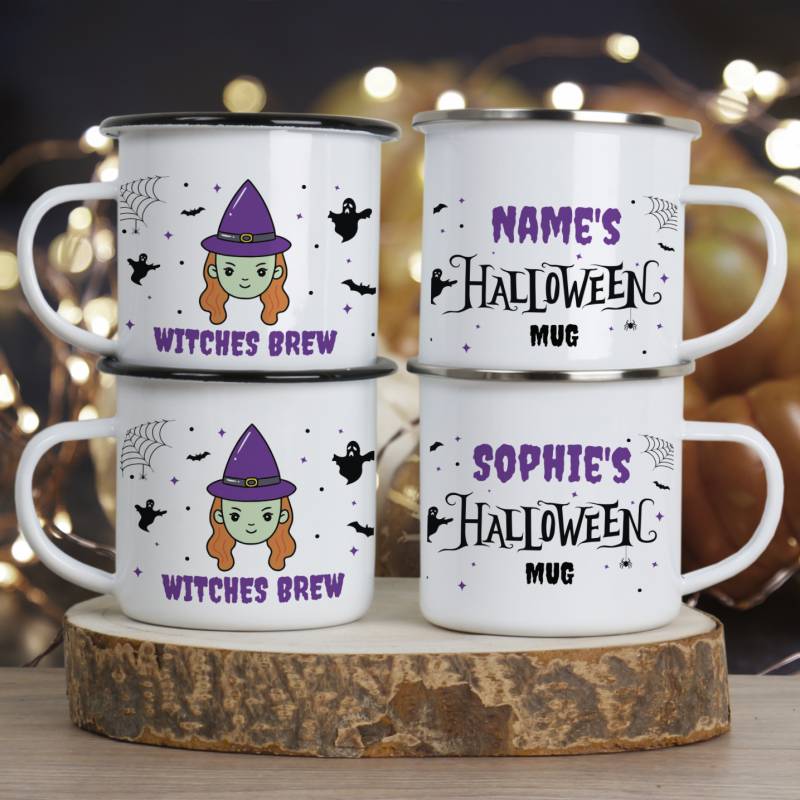 Name's Halloween Mug, Witches Brew - Personalised Enamel Mug