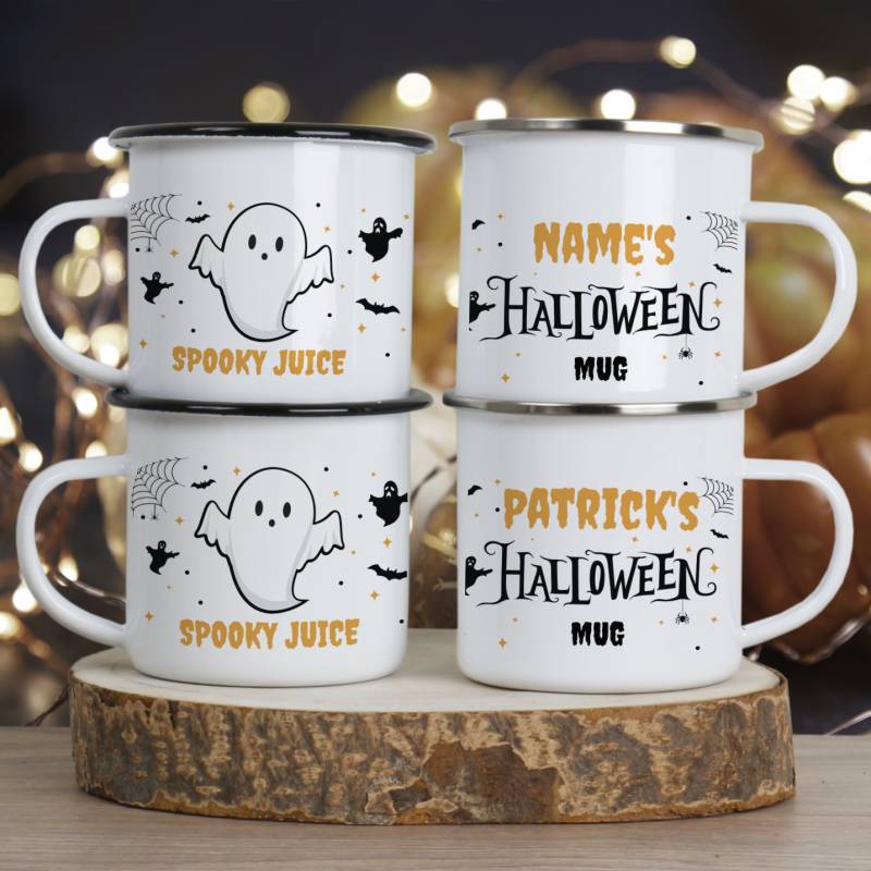 Name's Halloween Mug, Spooky Juice - Personalised Enamel Mug