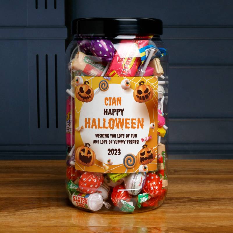 Any Name an d Message Happy Halloween - Personalised Sweets Jar