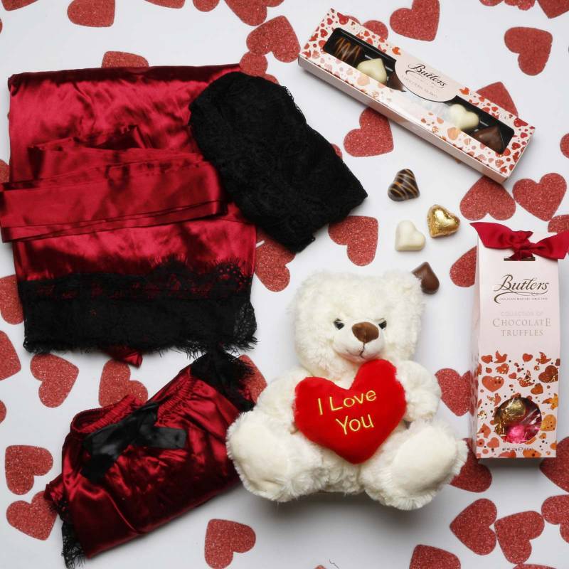 Lingerie (Three Piece), Bear & Butlers Love Heart Chocs Gift Box