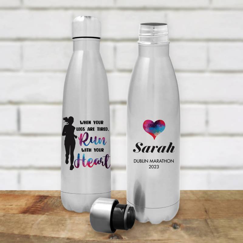When Your Legs Are Tired Run with Your Heart... Personalised Bottle / Flask