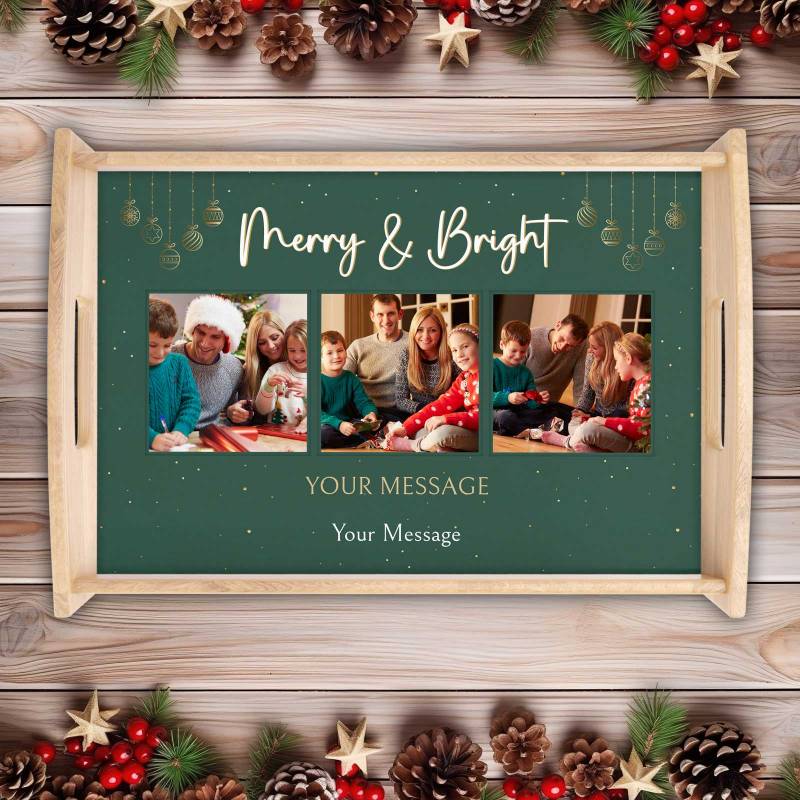 Merry and Bright Any Photo - Personalised Serving Tray