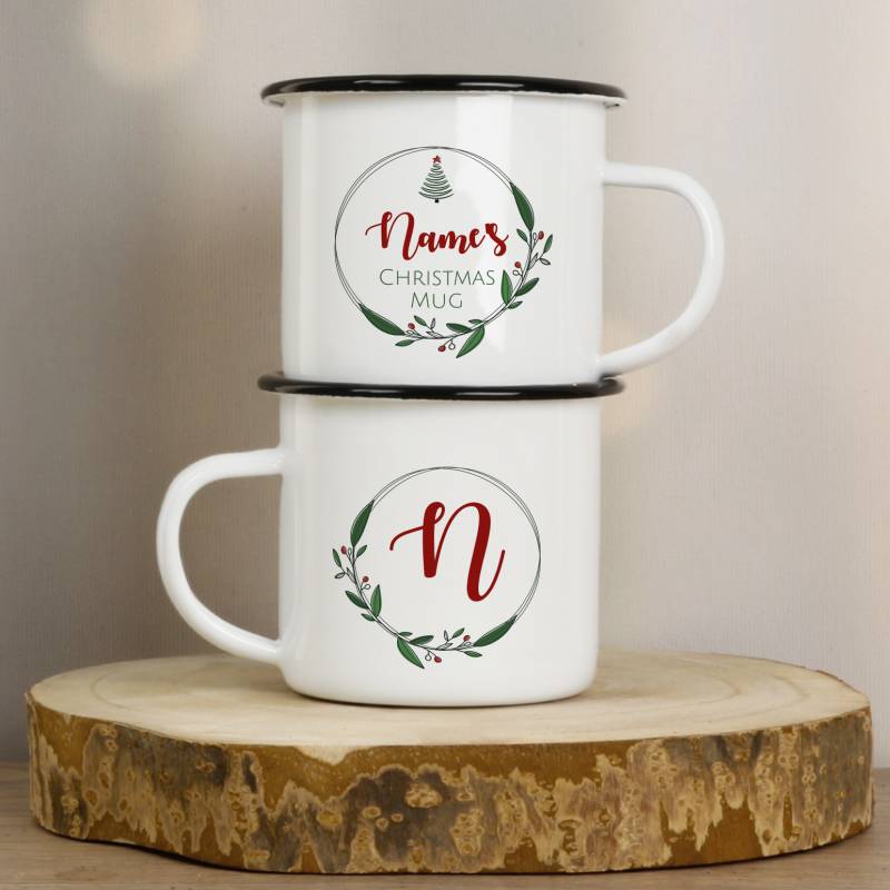 Any Name Christmas Mug - Personalised Enamel Mug