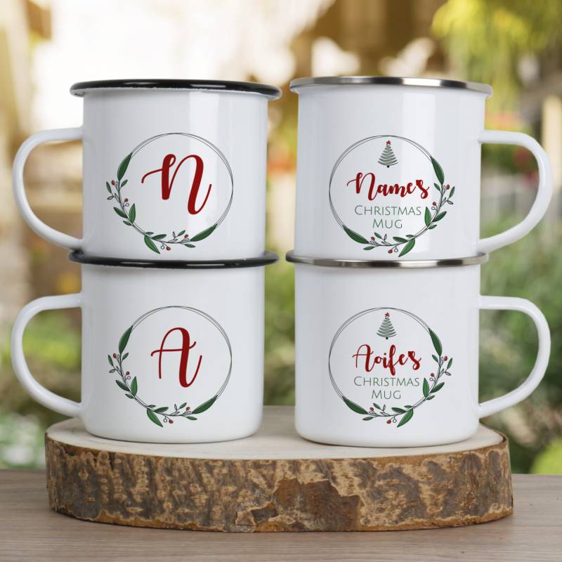 Any Name Christmas Mug - Personalised Enamel Mug
