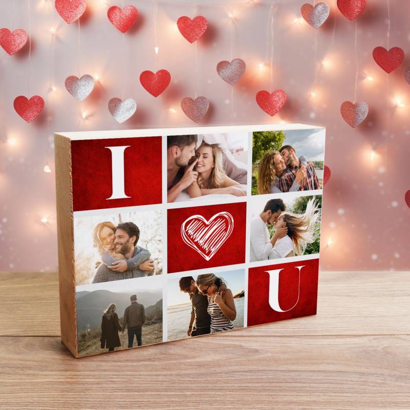Any 6 Photos I love You - Wooden Photo Blocks
