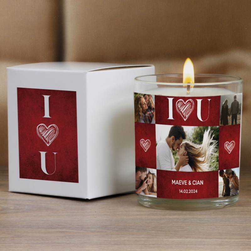 Photo Collage, I love You - Personalised Scented Candle
