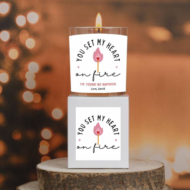 You set my heart on fire - Personalised Scented Candle