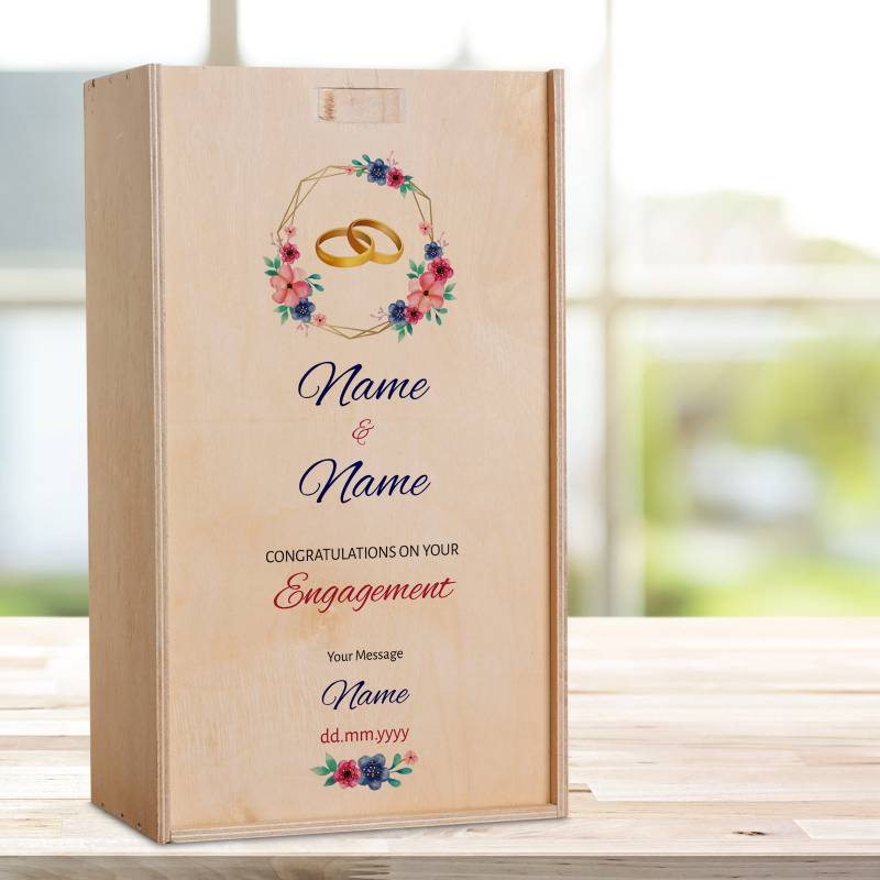 Congratulations On Your Engagement - Personalised Wooden Double Wine Box