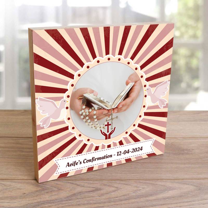 Any Photo and Message Confirmation Red - Wooden Photo Blocks