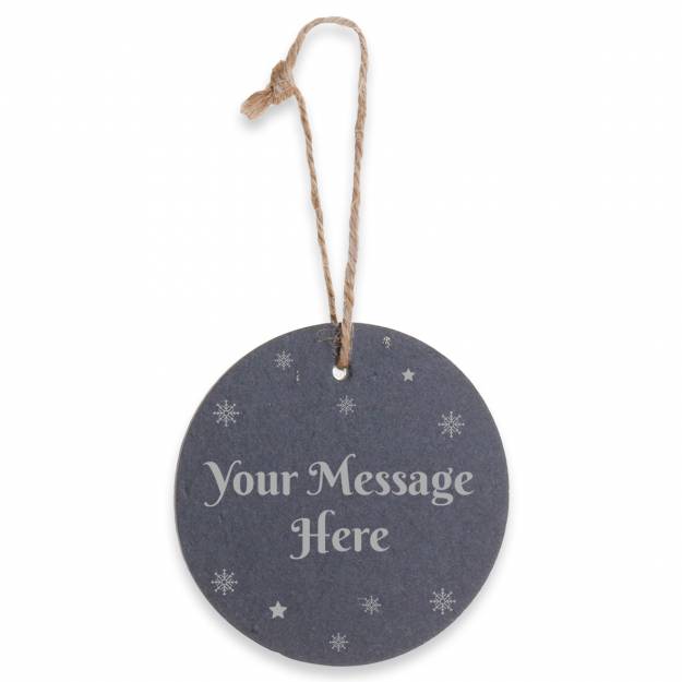 Any Message - Personalised Round Slate Hanging Decoration