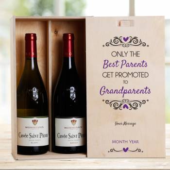 Only The Best Parents Get Promoted To Grandparents Personalised Wooden Double Wine Box