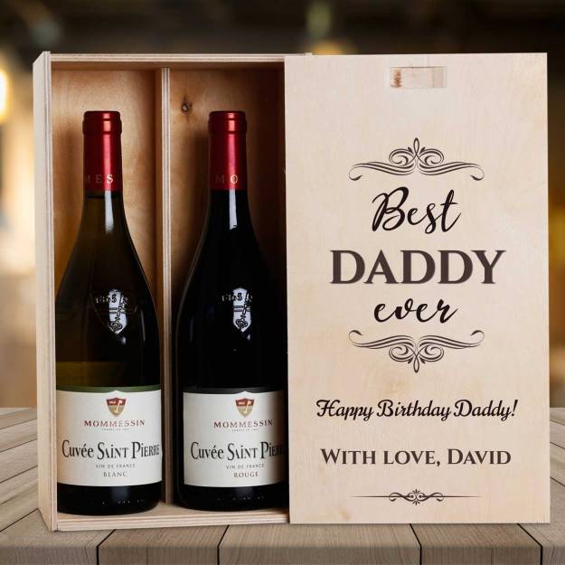 Best Any Title Ever Black - Personalised Wooden Double Wine Box