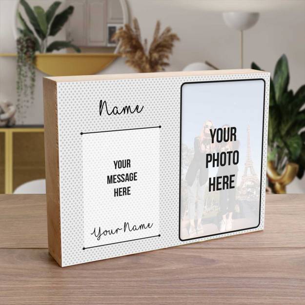 Any Name, Message And Photo Pattern - Wooden Photo Blocks