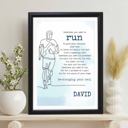Sometimes You Need to Run Poem, Man Silhouette - Personalised Poster