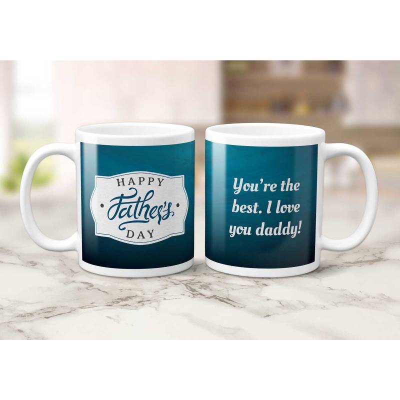 Any Message Happy Father's Day Blue - Personalised Mug