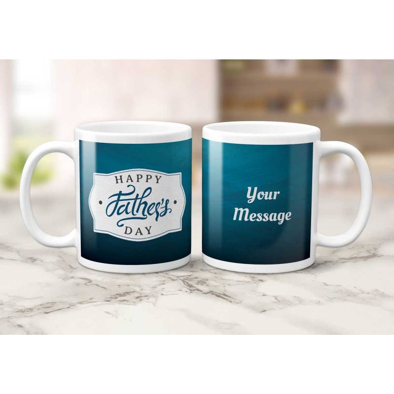 Any Message Happy Father's Day Blue - Personalised Mug