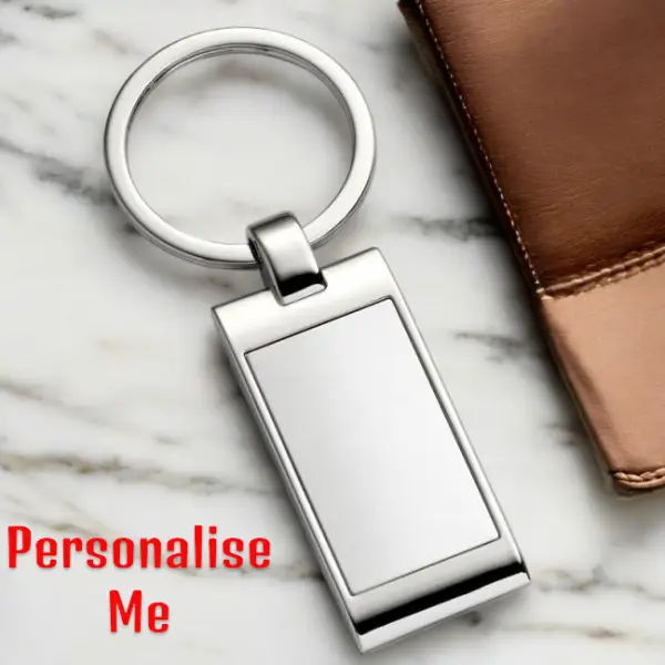 Engraved - Chrome Rectangular Keyring