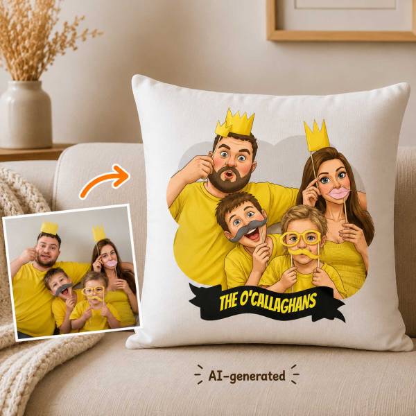 Photo to Caricature Personalised Cushion Square