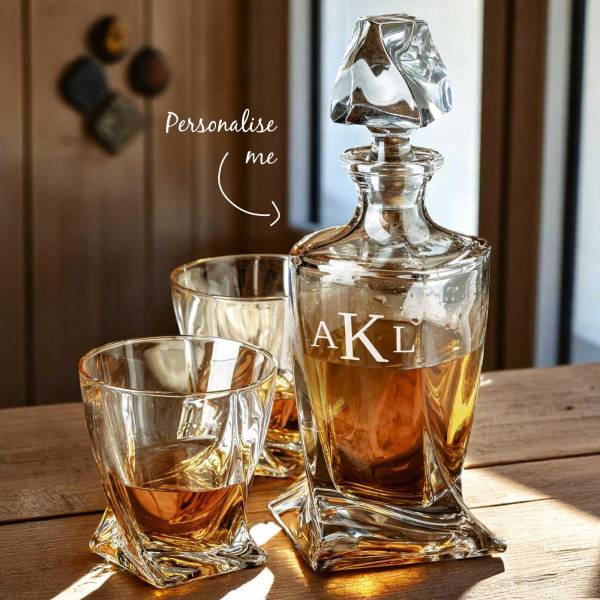 Elegant Twisted Glass Decanter & Tumblers Gift Set