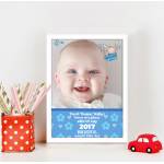 Baby Arrival - Blue - Personalised Poster