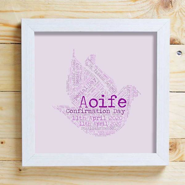 Confirmation Dove Word Cloud Box Frame