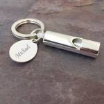 Silver Plated Whistle Keyring - Personalised