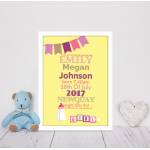 Baby Buntings and Blocks - Yellow - Personalised Poster