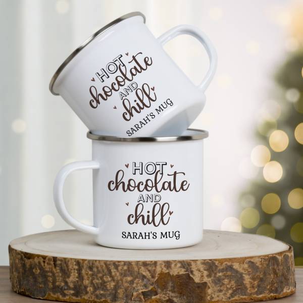 Hot Chocolate & Chill - Personalised Enamel Mug