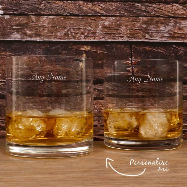 Tipperary Crystal Eternity Set of Two Crystal Whiskey Glasses - Engraved
