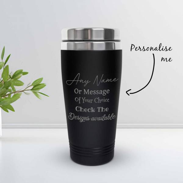 Engraved Black Travel Cup