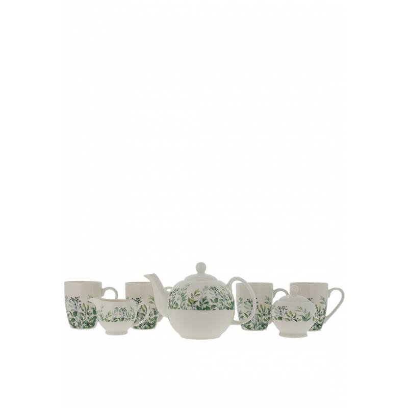 Green Floral 7 pce Bone China Tea Set - Newgrange Living