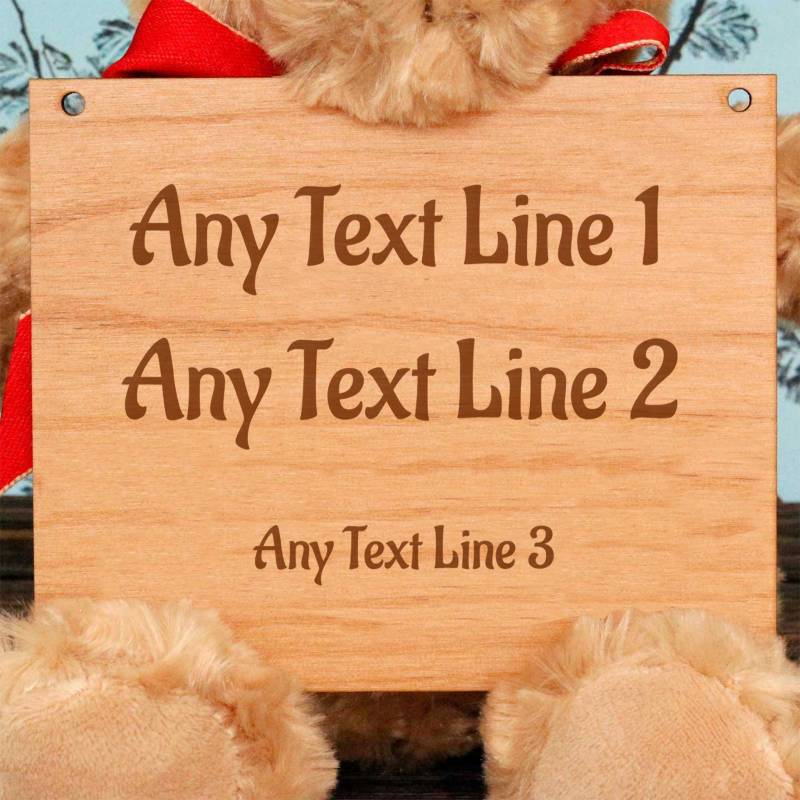 Any Text - Wooden Plaque Personalised Teddy Bear