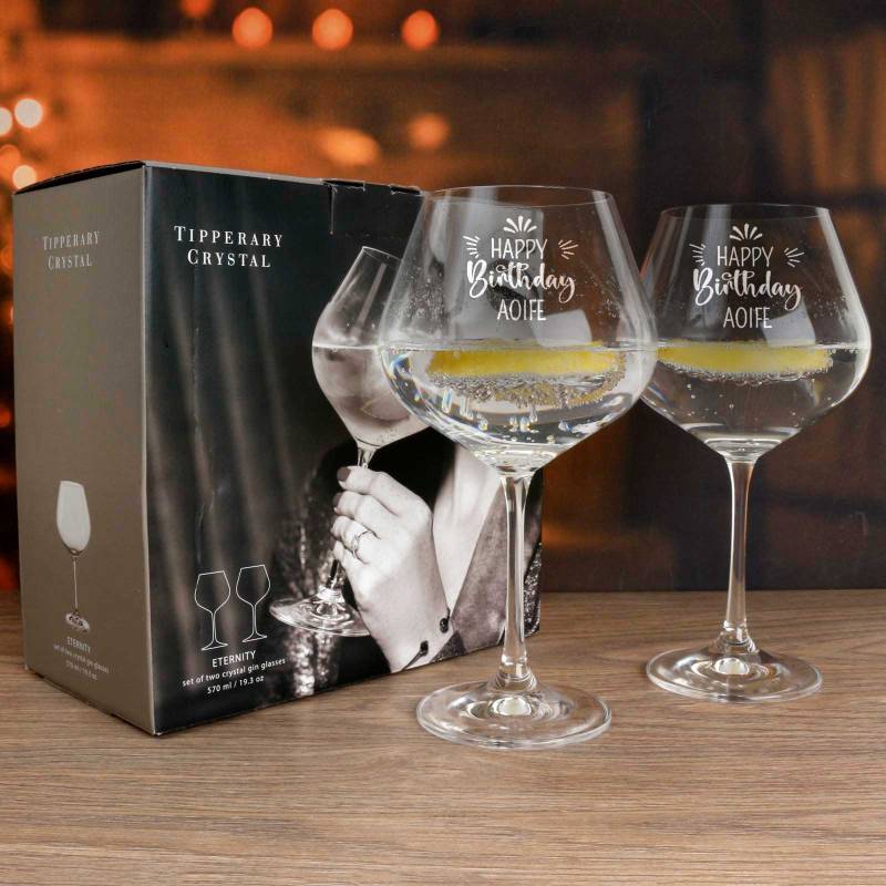 Personalised Set of Two Gin & Tonic Glasses - Tipperary Crystal Eternity