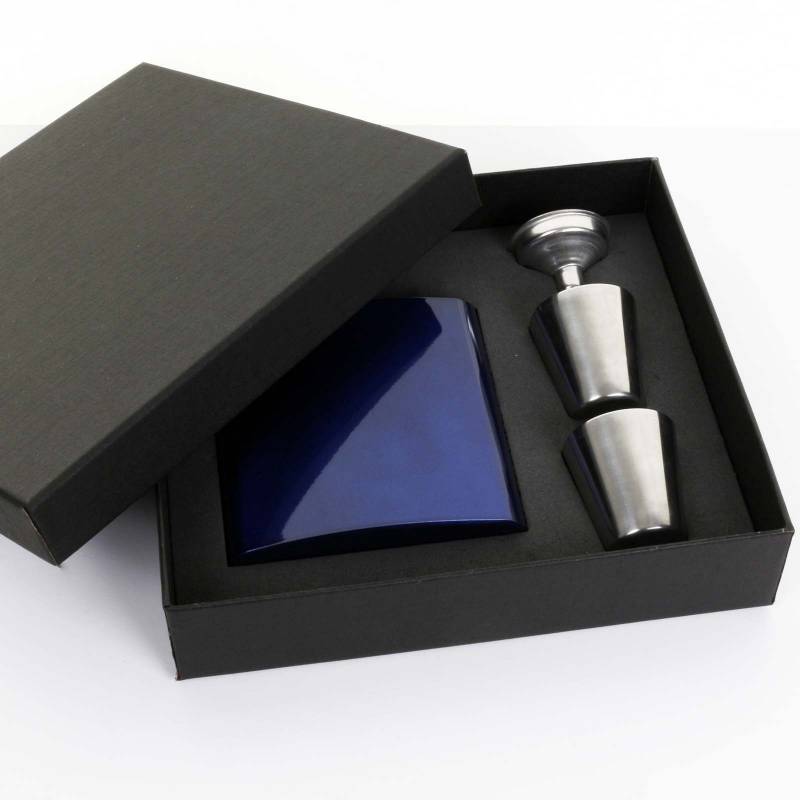 Personalised Coated Blue Hip Flask
