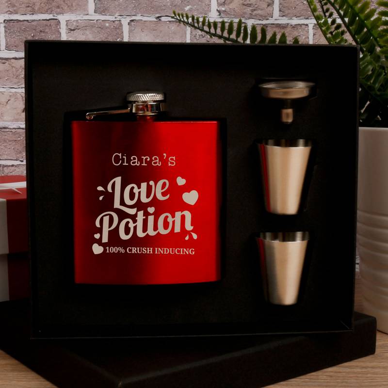 Personalised Coated Red Hip Flask