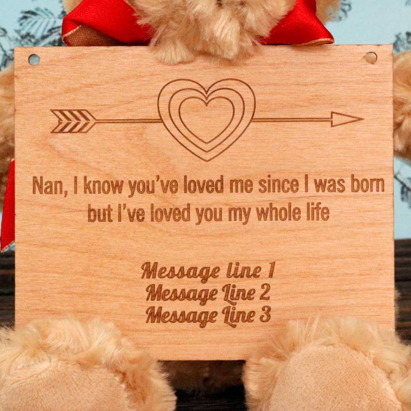 Nan Love - Wooden Plaque Personalised Teddy Bear