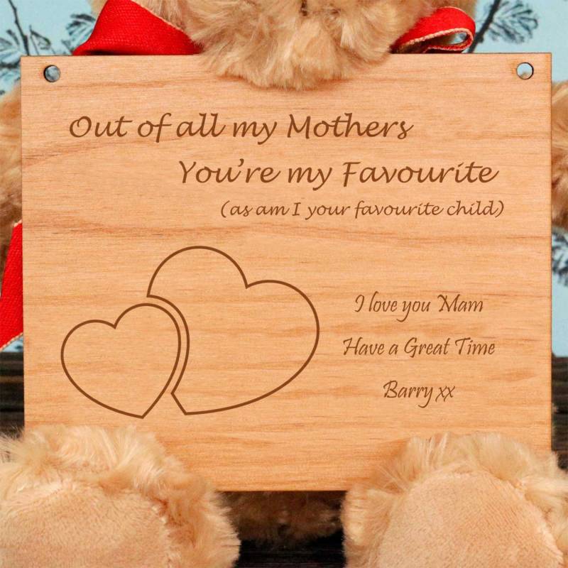 My Favourite Mother - Wooden Plaque Personalised Teddy Bear