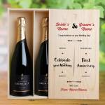 Wedding Personalised Double Wooden Champagne Box