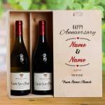 Happy Anniversary Personalised Wooden Double Wine Box