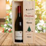 Merry Christmas Design 5 Personalised Wooden Single Wine Box