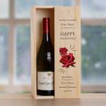 Roses Happy Valentines Personalised Wooden Single Wine Box